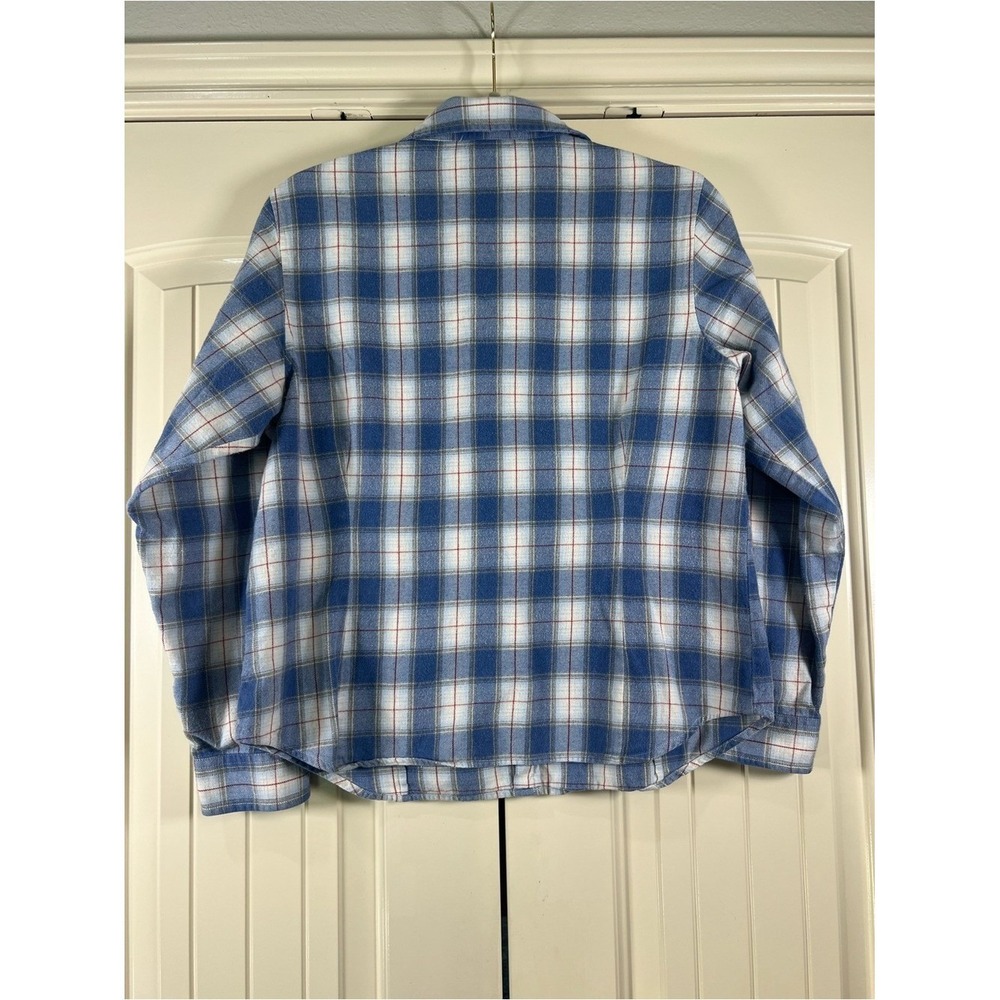 Pendleton Women's 100% Cotton Plaid Flannel Button Up Shirt Blue White Size M - Picture 9 of 12